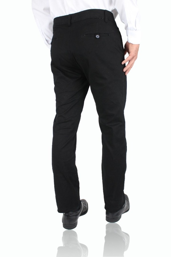 Pantalón Negro Corte Chino Slim Fit De Algodón Para Hombre